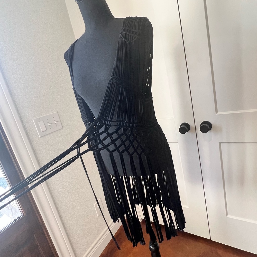 Unbranded, very very soft crochet black vest.